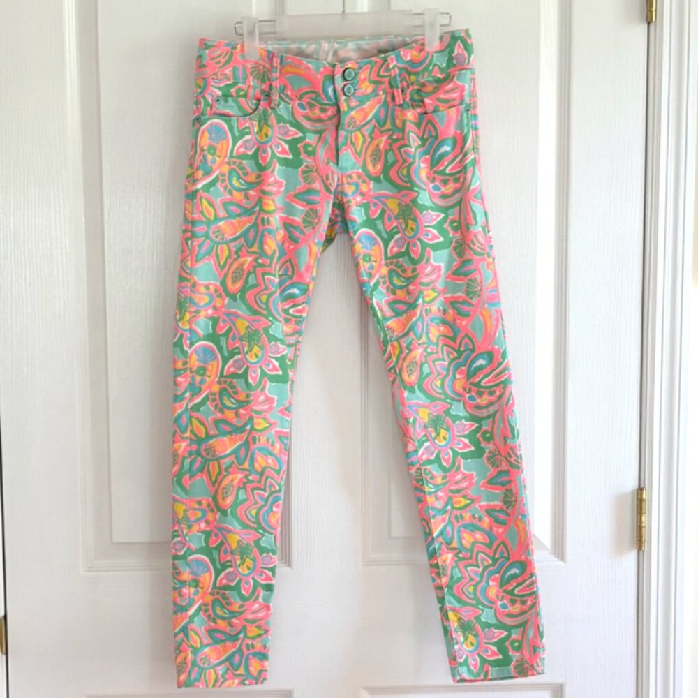 Lilly Pulitzer Worth Skinny Mini Jeans Size 0 Crop Jeans Multi Color
